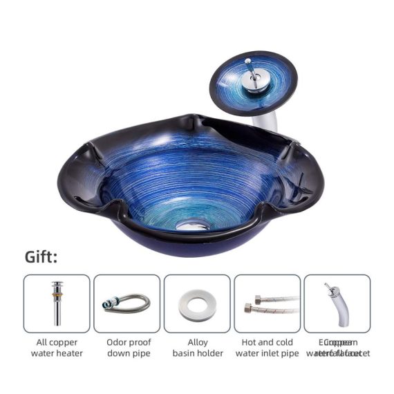 Moderne Arbeitsplatte Blaues Glas-Waschbecken mit Wasserhahn für Küche und Bad