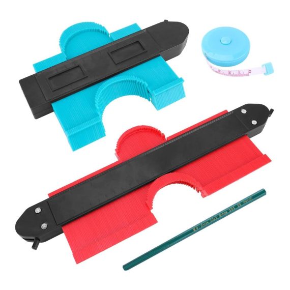 Profillineal Set - 2 Stück mit Sperrfunktion | Multifunktionale Profillehre mit Lineal und Stift | Ideales Konturenlehre Werkzeug für Fliesen Laminat und Holzbearbeitung | 25cm*13cm (Breit 13cm) | Präzise Markierwerkzeuge für Profis
