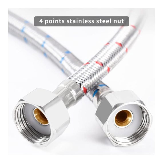 Flexibler Brauseschlauch 60cm - Edelstahl Verbindungsschlauch G3/8 Zoll M10 für Wasserhahn und Mischbatterie