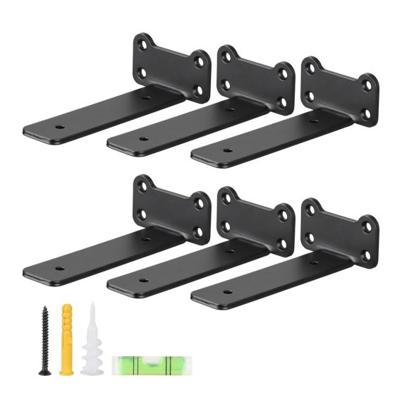 6er-Set Industrial Metal L Bracket - Schwebende Regalträger (6 Zoll) Strapazierfähige & Stabile Wandhalterungen für Küche Studie Bad - Schwerlast Regalstützen für Bücherregale