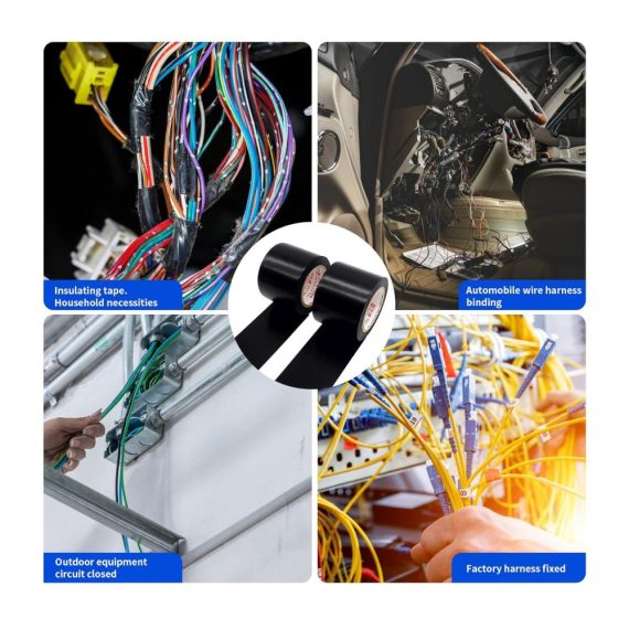 Isolierbänder ALBOYI - 2 Rollen Elektro-Isolierband 50 mm x 15 m Selbstklebendes PVC Klebeband Wasserdicht Schwarz - Ideal zum Isolieren Reparieren Bündeln von Kabeln - Schwer Entflammbar für sichere Anwendungen