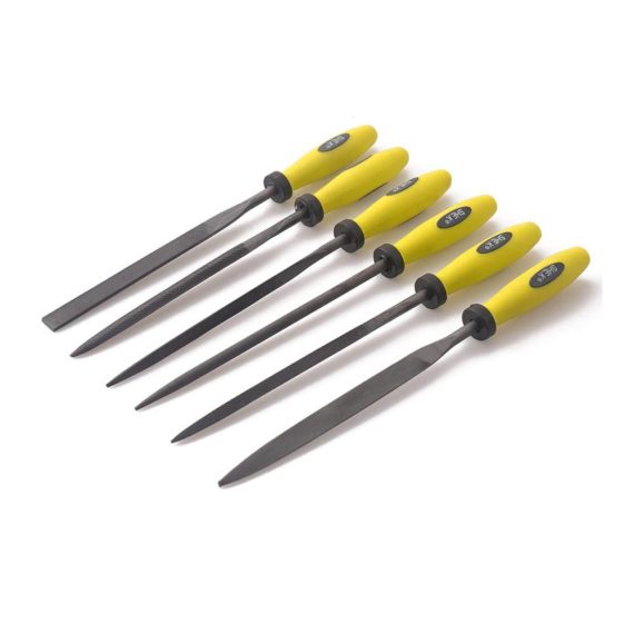 Präzises Raspeln Nadelfeilen-Set (6-teilig) - Inkl. flachem Schutz quadratischer dreieckiger runder und halbrunder Feile (4 x 160 mm) für exakte Metallbearbeitung