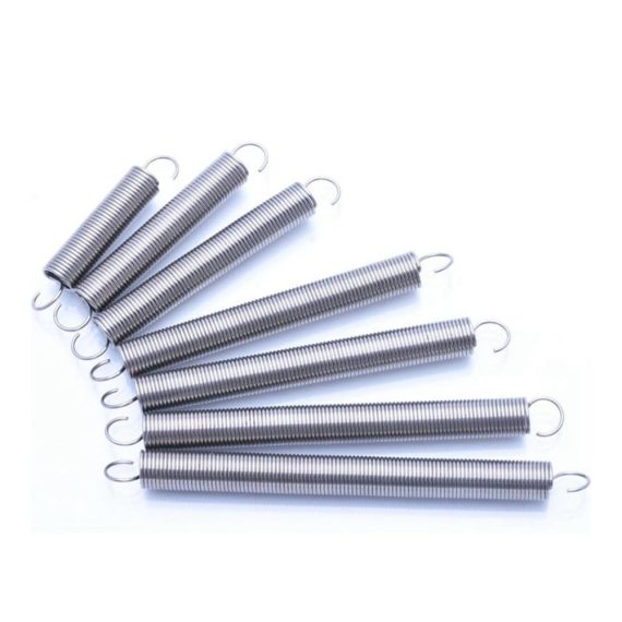 Edelstahl Spannhülsen mit schraubenförmiger Zugfeder 2 Haken 120 mm Länge - Ersatzfedern (2 Stück) für sicheren Halt und Silberglanz 12 mm Drahtstärke 10 mm Durchmesser