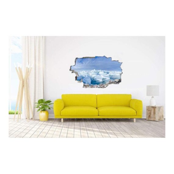 3D Effekt Tapetensticker | Wandaufkleber Nordpol Alaska Eisscholle Dekoration - Optische Täuschung für Raum und Wohnzimmer 70x110cm