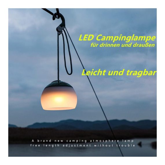 LED Campinglampe mit 320 Lumen 2 Farben 3 Lichtmodi Notstrombank (4000mAh) USB C Wasserdicht (IPX5) Wiederaufladbares Nachtlicht für Wandern Notfall Dekoration