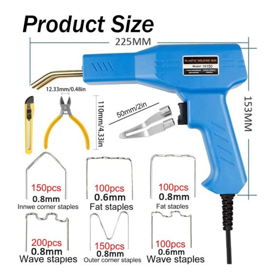 150W Kunststoffschweißer 2-in-1 Set für Auto Reparatur - 800PCS Schweißnägel 2 Schweißstäbe inklusive | Effektive Lösung für Stoßstangenreparatur & Kunststoffschweißen