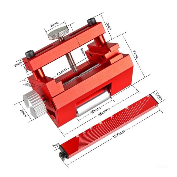 Naturschleifsteine mit präziser Schleifführung - Profi-Winkelschärfer aus Aluminiumlegierung für Holzbearbeitung mit Schneideklingen und Honwinkelführung in Rot