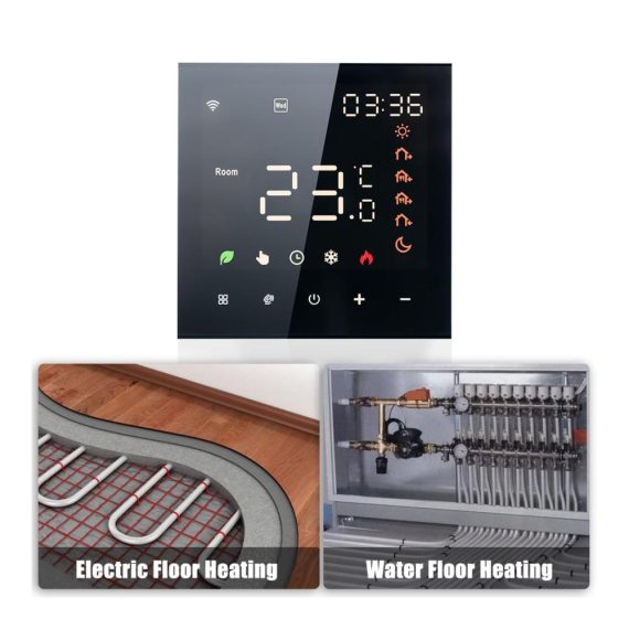 Programmierbares Smart Tuya WiFi-Thermostat - Sprachsteuerung 3A digitales LCD-Display Touchscreen Fußbodenheizung Temperaturregler - Intelligentes Wandthermostat für effiziente Raumklimasteuerung