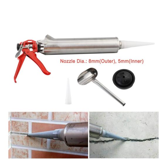 Edelstahl Kartuschenpresse - Profi Fugenpistole für Mörtel und Fliesen | Spritzgerät für präzise Zementapplikation in Bau und Heimwerkerprojekten