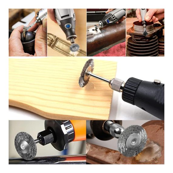 Drahtbürsten Set 90-teilig für Bohrmaschine - Topfbürste mit 3mm-Schaft Edelstahl Pinselbürste für Polieren Schleifen und Reinigen