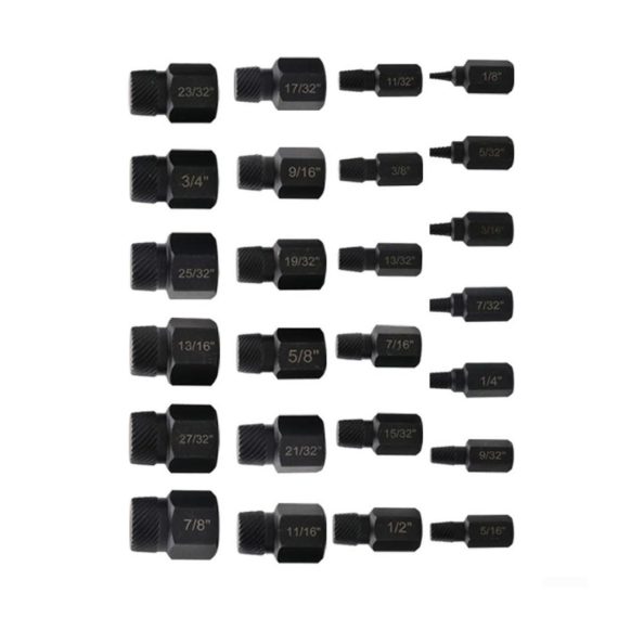 Gewindebohrer-Auszieher und Schraubenausdreher-Set 25-teilig - Entfernen Sie mühelos beschädigte oder gebrochene Bolzen mit dem Sechskant-Ausdreher-Set in elegantem Schwarz