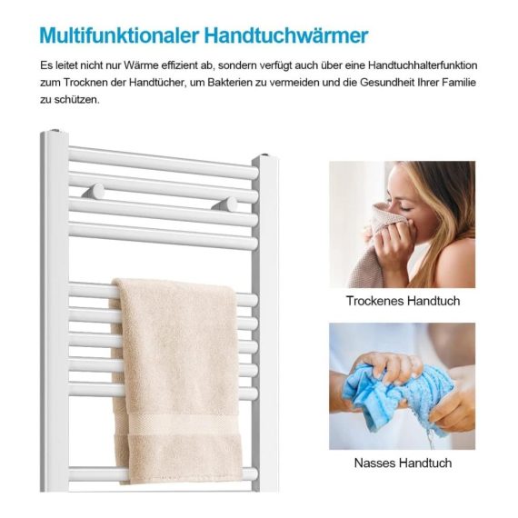 Heizkörper Badheizkörper Elektrisch 70x40cm - Digitales Thermostat Timer Weiß - Handtuchwärmer mit 238W Leistung