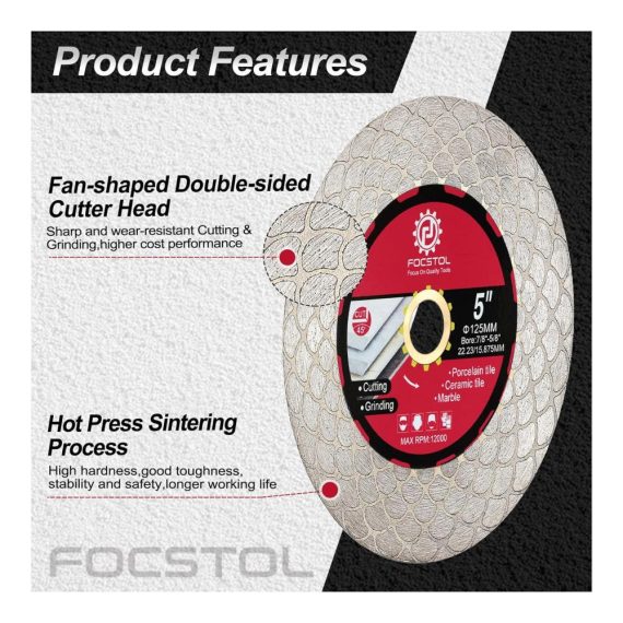 Diamant Trennscheibe 125mm für Präzisionsschnitte - Ideal für Fliesen Marmor Granit Keramik und Kunststein - Professionelles Schneiden und Schleifen - Laube 22/23mm - Hochleistungsqualität