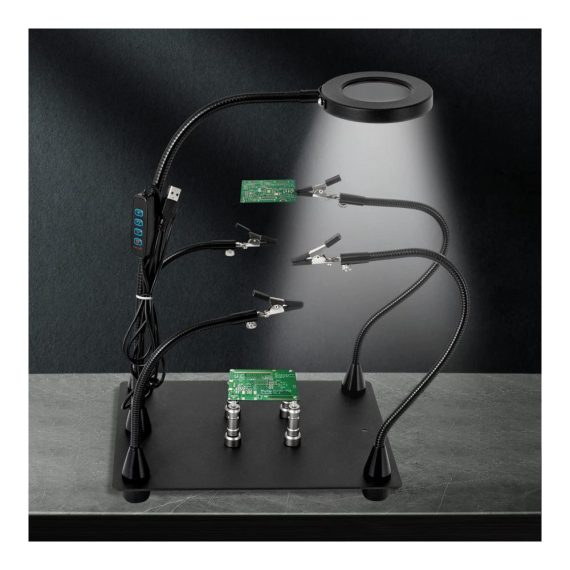 Lötsets & Lötstationen Magnetische Hilfe mit LED-Lupenlampe Flexible Metallarme und PCB-Säulenhalterung