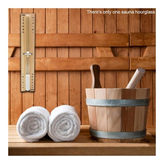 Saunen Sanduhr - 15 Minuten Holz-Timer für präzise Zeitmessung in der Sauna hitzebeständig klassische Wandmontage drehbar weißer Sand für den Saunaraum zu Hause