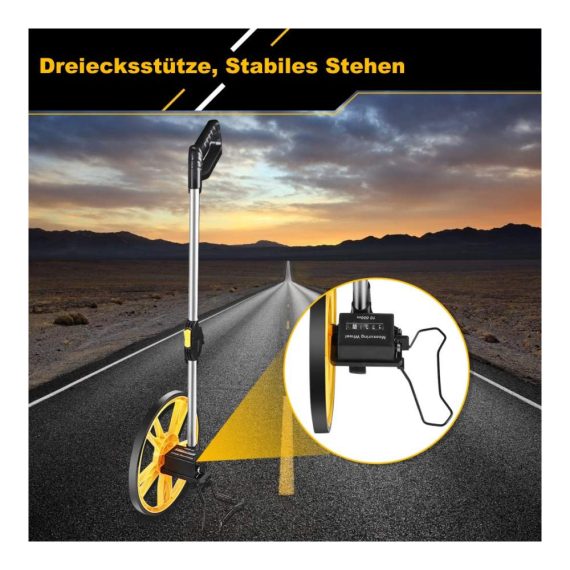 Klappbares Messrad mit Ständer - Präzise Distanzmessung bis 9.999 Meter 32 cm Raddurchmesser
