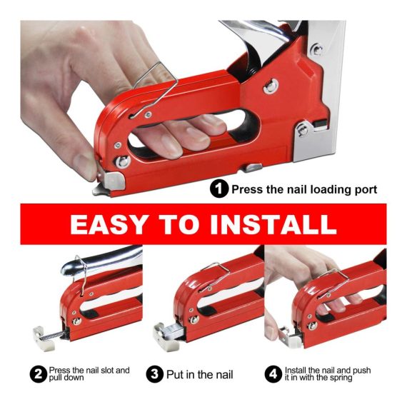 4-in-1 Holztacker Set WISEUP Handtacker mit Klammern TÜV-Zertifizierung verchromtes Stahlmaterial einstellbare Schusskraft Stoßdämpfung - Möbeltacker für vielseitige Anwendungen