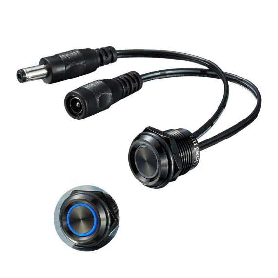 Dimmschalter Onsinn 12V - Stufenloser Dimmer mit Speicherfunktion und blauer LED-Anzeige für 19 mm Montageloch (1er Pack Schwarz) - Ideal für DC12V/24V Anwendungen