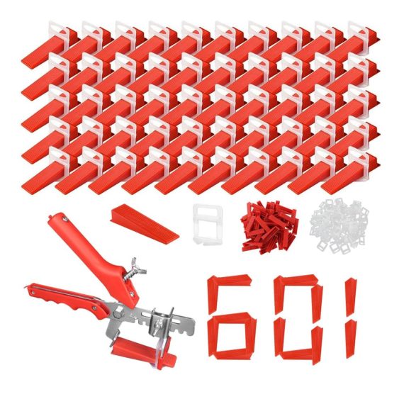Nivellierset Fliesenkeile 601 Stück mit Zange - Perfektes Fliesen Nivelliersystem für Wand- und Bodenfliesen inklusive 3mm Zuglaschen und Flieseneinsätze