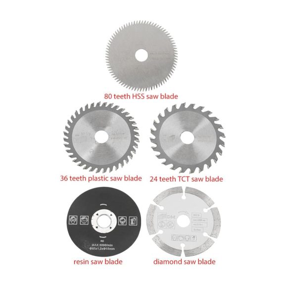 5er Set Mini Hartmetall Kreissägeblätter Ø 85x15mm - Ideal für Holz Metall & Alu - Sägeblätter für Präzises Schneidwerkzeug
