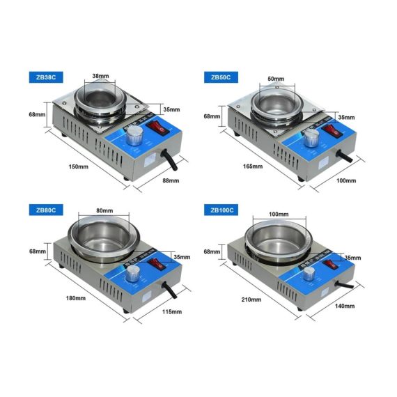Löttiegel 200W Professioneller Bleifreier Lötkolben mit 50MM Titan-Schmelztiegel 500G Kapazität einstellbare Temperatur 200-450°C inkl. Extra Lötpaste und Schaber