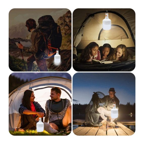 Campinglaternen Set - 2 Stück LED Lampen Tragbar USB Wiederaufladbar Dimmbar Wasserdicht - Ideale Lichtquelle für Wandern Garten Outdoor-Aktivitäten