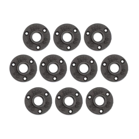 Temperguss Flanschmuttern und Gewindeflansch-Set (10x) für 3/4-Zoll Rohrbohrungen – Heizungs- und Rohrflansch aus hochwertigem Temperguss
