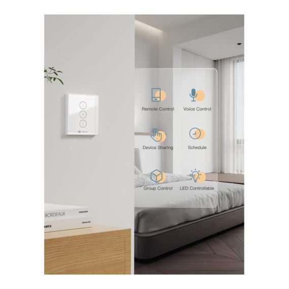 Smart Rolladenschalter mit Touch Panel & App Steuerung - Alexa & Google Assistant kompatibel Zeitschaltuhr für Jalousien Fernbedienung & Timer