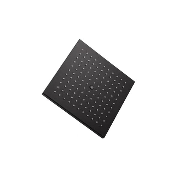 8 Zoll Regenduschkopf mit Druckverstärkung und Anti-Kalk Silikondüsen - Hochwertiger Edelstahl Einbauduschkopf in mattem Schwarz (Square