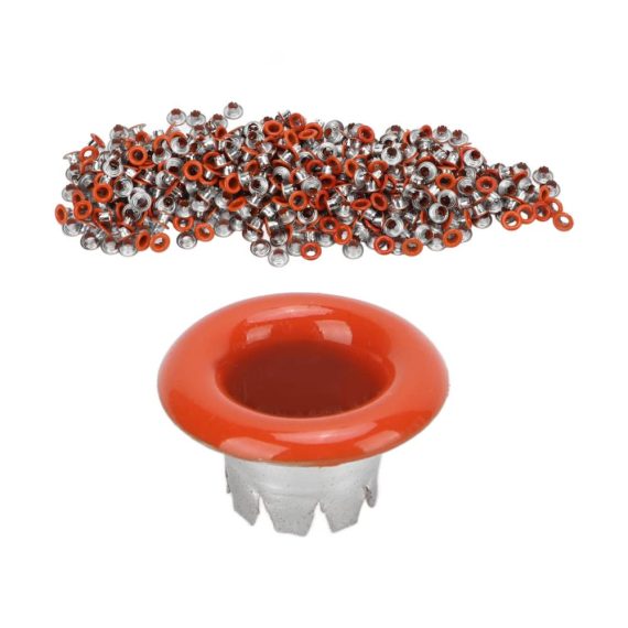 500 Stück bunte Metallösen mit abgerundeten Kanten für Schuhe & Kleidung | Robuste Tüllen in Orange