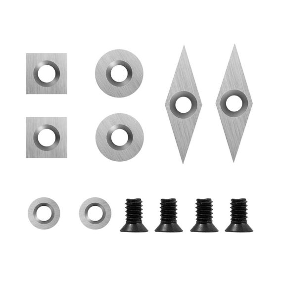 Feststehende Messer Ci3 R1 - 12 mm Hartmetalleinsätze 12 Stück Hochleistungs Hohlwerkzeug mit indizierbaren Ersatzklingen aus Legierung für Holzbearbeitung auf Handwerksniveau