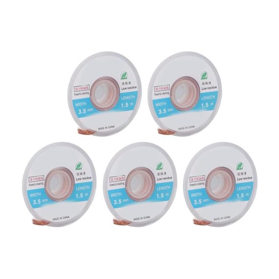 Elektronisches Lötzinn-Set Hochwertiges Lötdochtgeflecht aus Kupfer - 5 Stück 15m Länge 35mm Breite - Ideal zum präzisen Löten und Entlöten