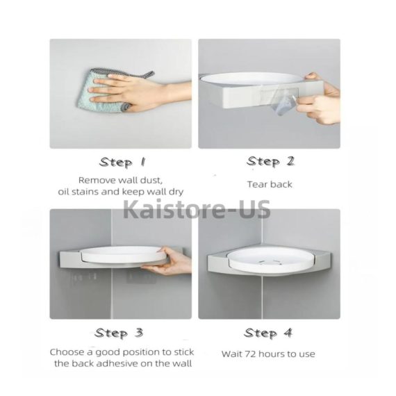 360° Drehbares Eck-Duschregal | Organizer-Regal für Badezimmer und Küche | Ohne Bohren | Platzsparendes Dusch-Lazy-Susan-Regal (1 STÜCK