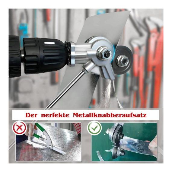 Elektrische Bohrschere - Präziser Blechknabber mit Aufsatz für Metallplatten und harte Materialien (Dediziertes Modell