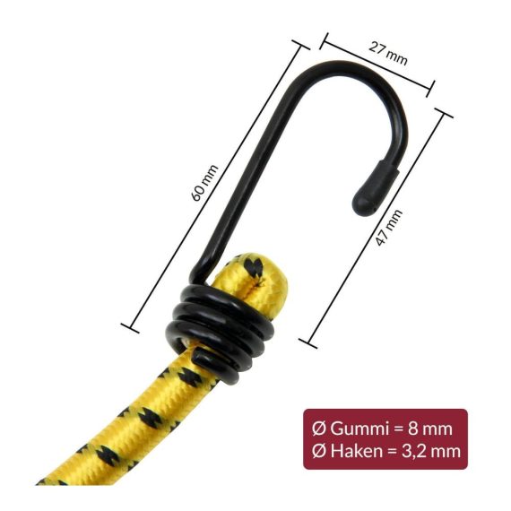 12er Set Gummiseile Robuste Transport- und Gepäckspanner 30-95cm - Gummispanner für sicheres Befestigen und Spannen