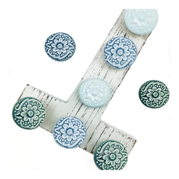 15er Set Bunte Keramikknöpfe - Vintage Möbelknöpfe für Küche und Schrank - Blumendesign Türknöpfe für Kommode Schubladen und Garderobe