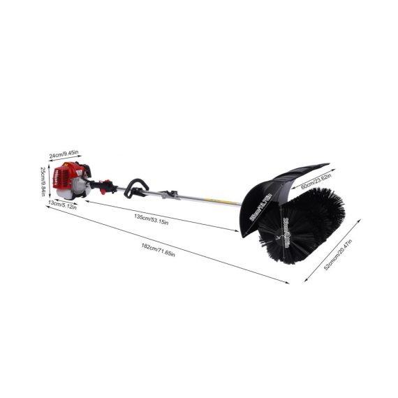 Benzin Schneefräsen Set 52CC 2-Takt Motor Elektrischer Besen Schneeschieber - Kraftvolle 2.3PS Kehrmaschine für effiziente Schneeräumung