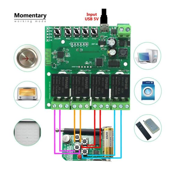 4-Kanal WLAN Smart Switch Fernsteuerbares Relaismodul TUYA/Smart Life APP Alexa/Google Assistant kompatibel