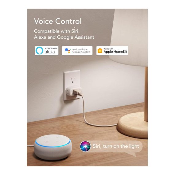 2er Pack Smart Steckdosen mit Strommessung für Alexa & Google Home - Fernsteuerung Sprachaktivierung Zeitplanung - Kompatibel mit 24-G-WLAN 10A Leistung