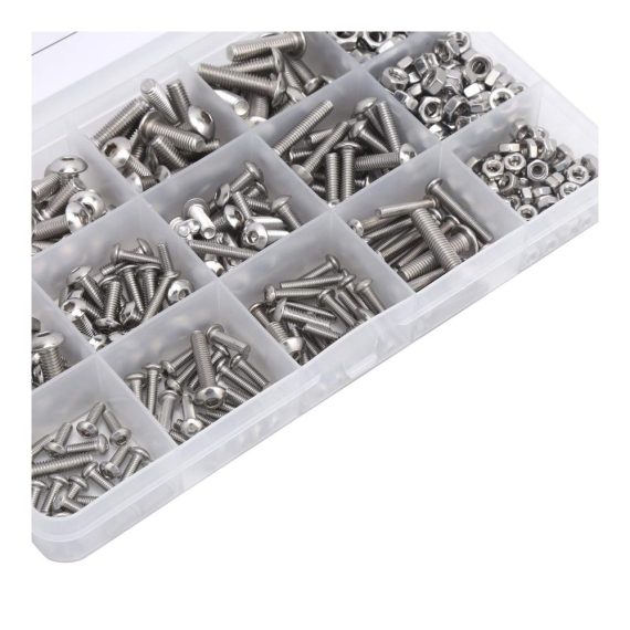 Edelstahl Zylinderschrauben Set - 440 Stück M4 Halbrundkopf-Innensechskantschrauben mit Muttern - M3/M4/M5 Schraubensortiment im praktischen Set