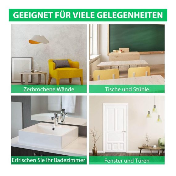 Weiß Spachtelmasse für Innen- und Außenwände | Wandreparatur-Creme mit Schleifpapier | Füllung für Löcher Risse Graffiti und Fliesen | Bohrloch-Patch für eine perfekte Innenreparatur