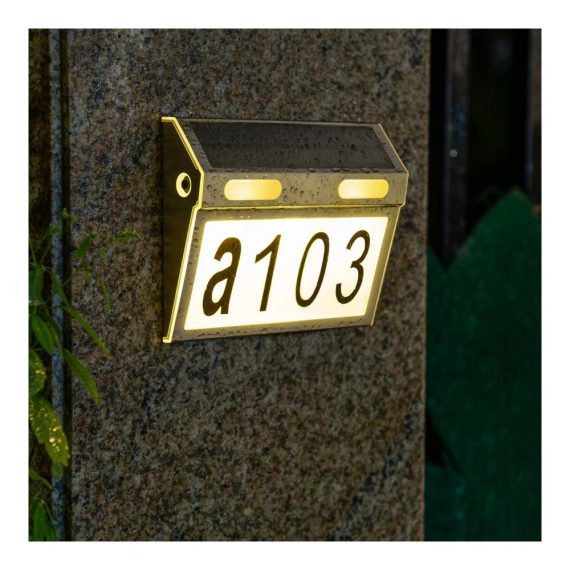 Solar-Hausnummernschild mit LED-Beleuchtung für draußen – Moderne Adressnummern für Häuser