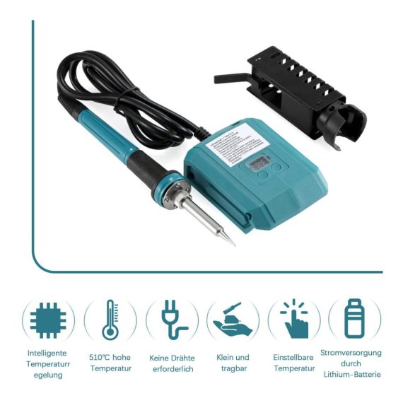 Akku-Lötkolben Set Kabelloser Lötkolben mit einstellbarer Temperatur superschnellem Aufheizen für Elektronik Heißschneiden und Brandmalerei (Ohne Akku