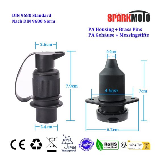 3x3 Poliger Stecker und Steckdose Set für Traktoren - DIN 9680 Wasserdicht 12V/24V 3 Polig 3 Stück