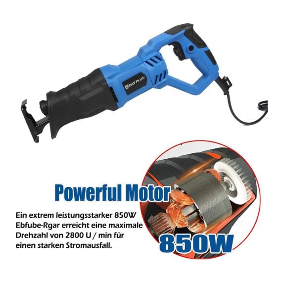 Professionelle 900W Säbelsäge mit 5 Sägeblättern - Reciprosäge für Holz und Metall 2800RPM