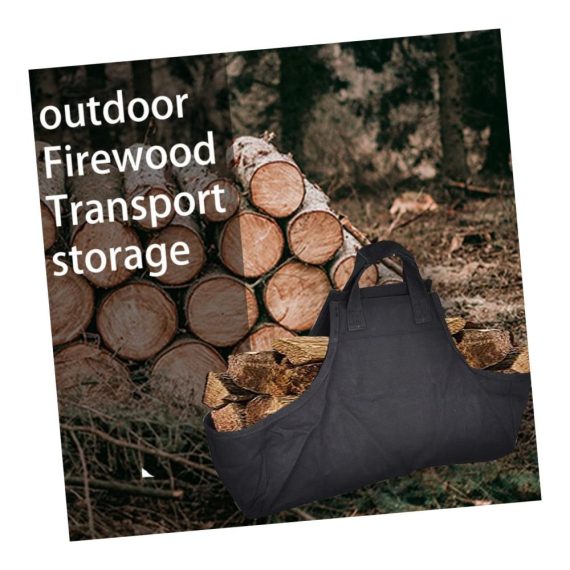 5er Set Zusammenklappbare Holzkörbe - Große Tragetaschen mit Reißverschluss für Brennholz - Faltbare Tragetasche aus Segeltuch - Netzdesign für optimale Belüftung und Transport - Robuster Brennholzträger