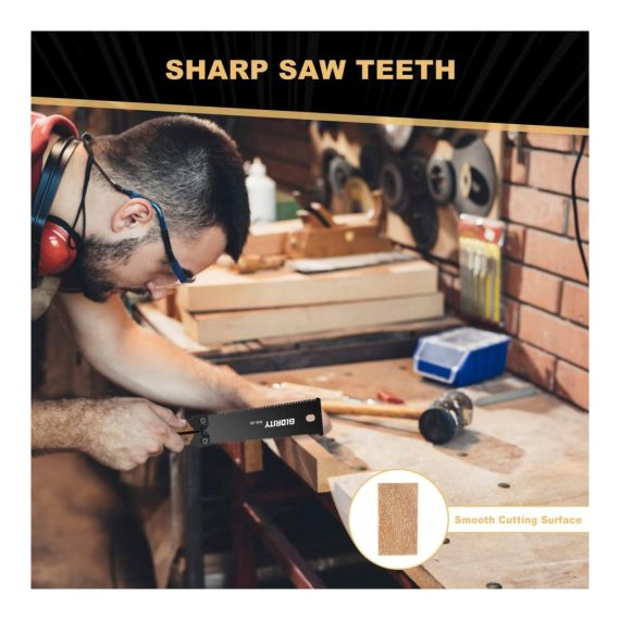 Japanische Klappsäge GLORITY 140mm - Präzise Handsäge für Holzbearbeitung & Heimwerkerprojekte Doppelkanten mit 13/14 TPI SK5 Karbonstahl Dreiseitiges Schleifzahndesign
