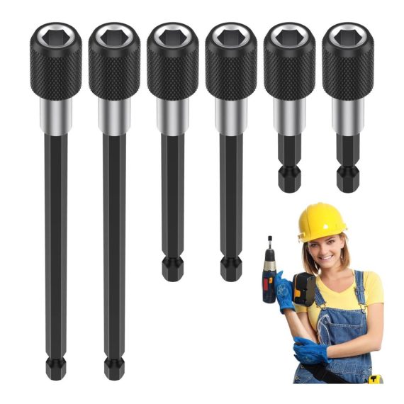 Magnetischer Chrom-Vanadium Bohrer-Verlängerungsset 6 Stück Schnellspanner 1/4 Zoll Sechskantschaft Schraubendreher-Bithalter Adapter für Schrauben Muttern Bohrer - Langlebiger Stahl-Extender