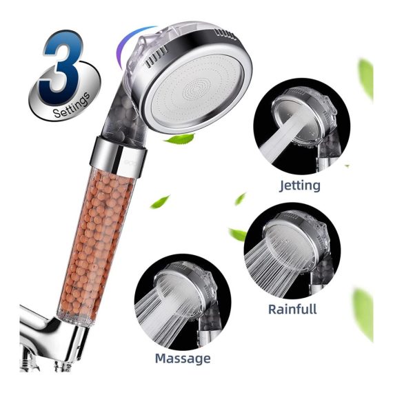 Cobbe Handbrausen-Set Hochdruck Wassersparend mit Schlauch und Filterfiltration – 3 Einstellungen für trockene Haut & Haare