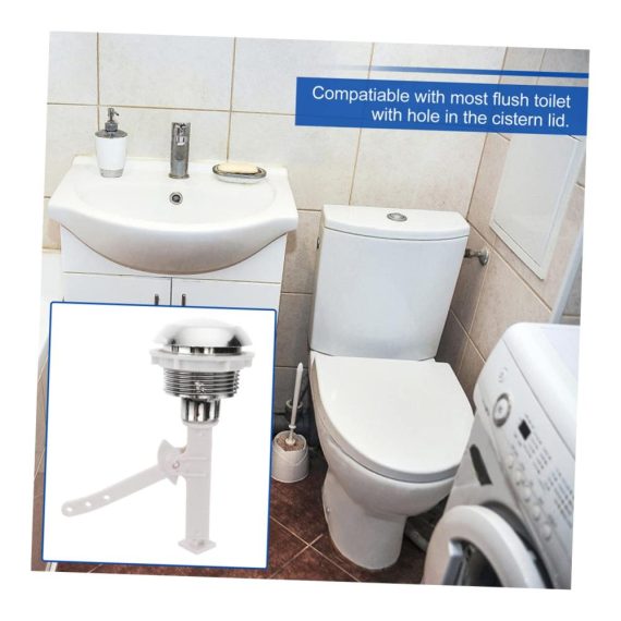 5er Set Kunststoff-Spülkästen mit Dual-Toilettentank-Knöpfen - Silberner Ersatz-Toilettengriff inklusive